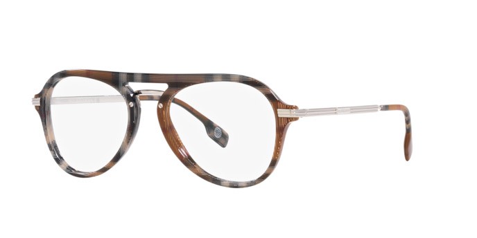 Occhiali da vista Burberry Bailey BE 2377 (3966) colore motivo a quadri marrone forma aviator lenti lente demo