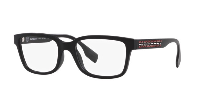 Occhiali da vista Burberry Charlie BE 2379U (3464) colore nero opaco forma quadrato lenti lente demo