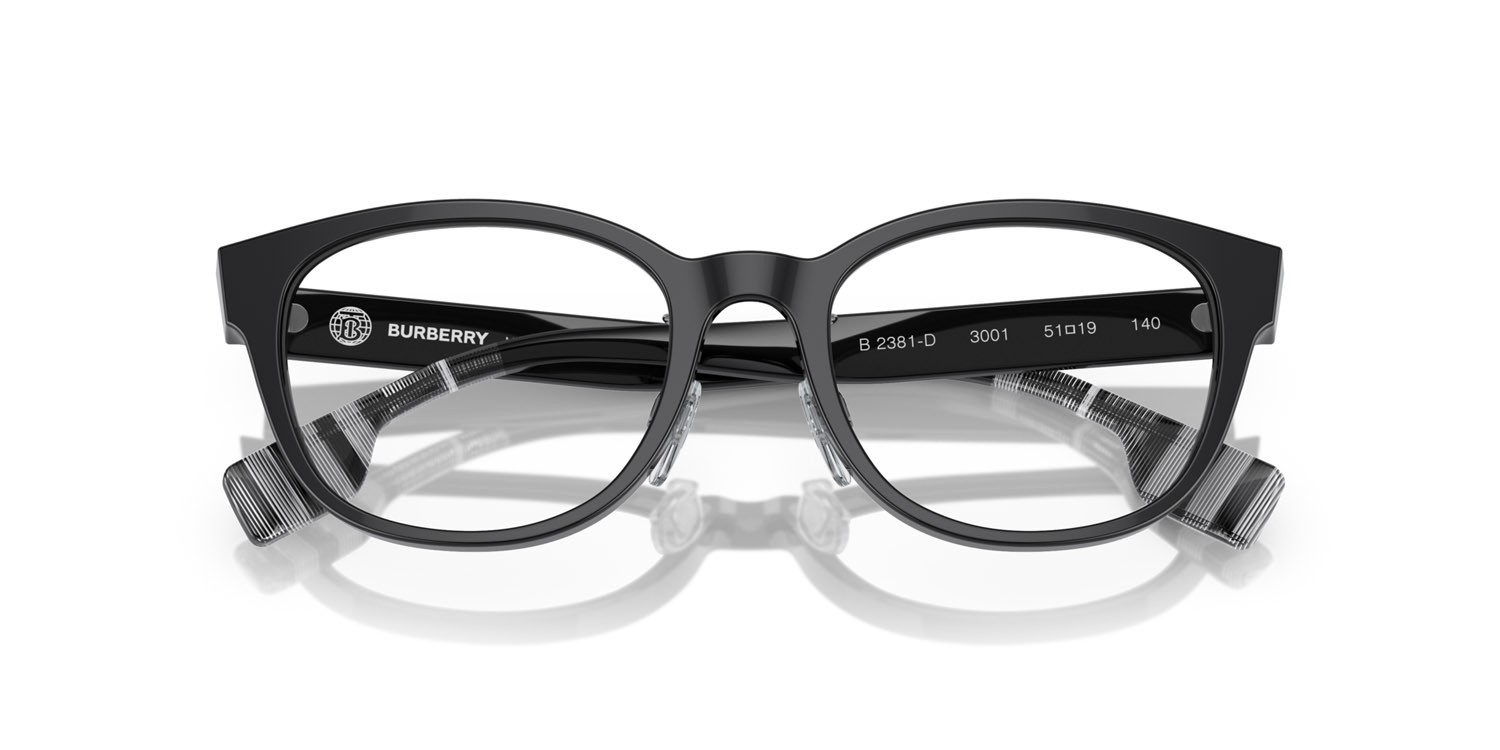Occhiali da vista Burberry Peyton BE 2381D (3001) colore nero forma quadrato lenti lente demo
