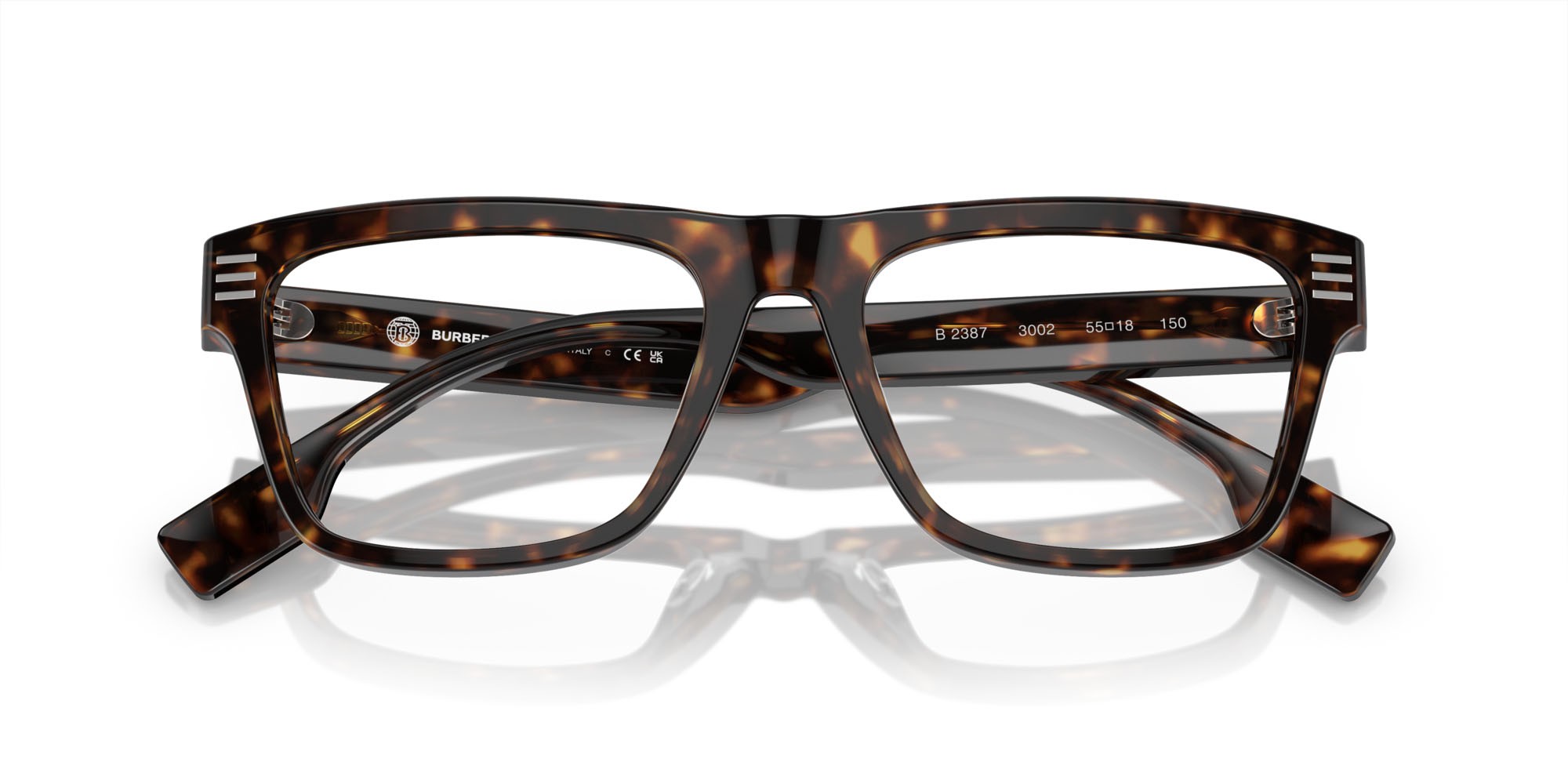 Occhiali da vista Burberry BE 2387 (3002) colore havana scuro forma quadrato lenti lente demo