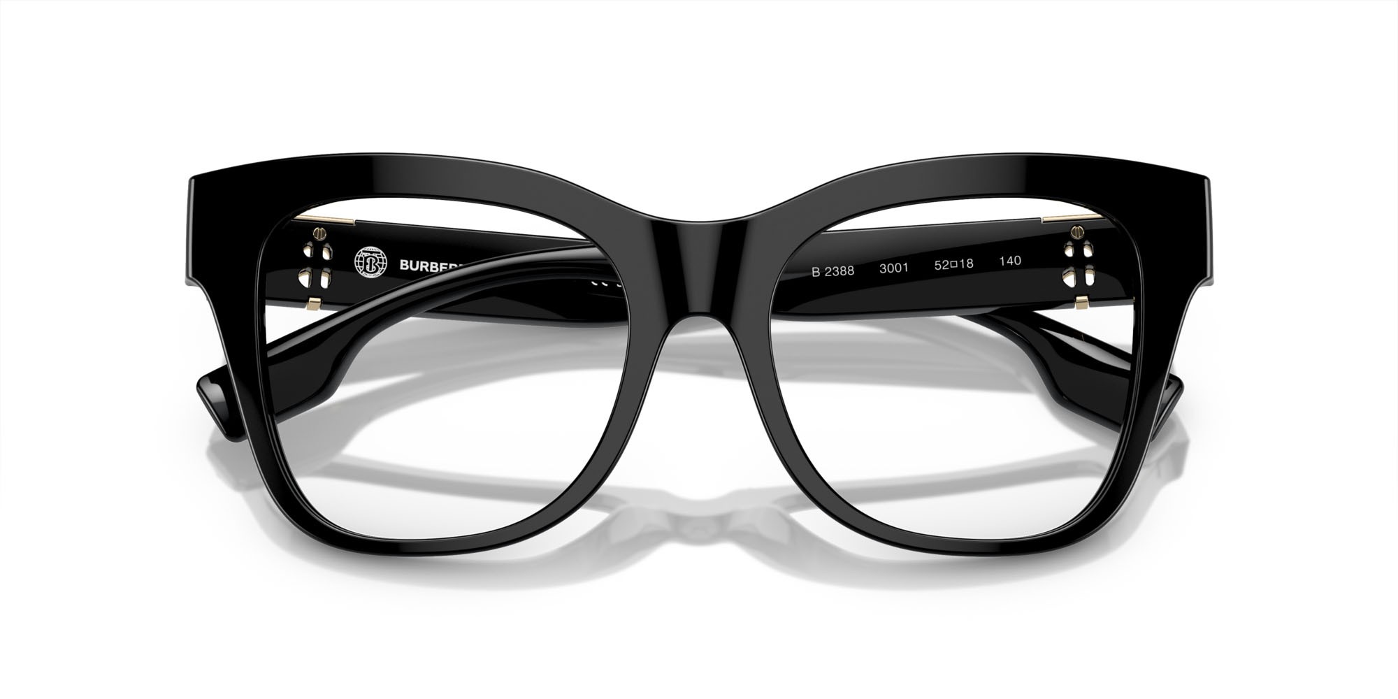 Occhiali da vista Burberry BE 2388 (3001) colore nero forma quadrato lenti lente demo