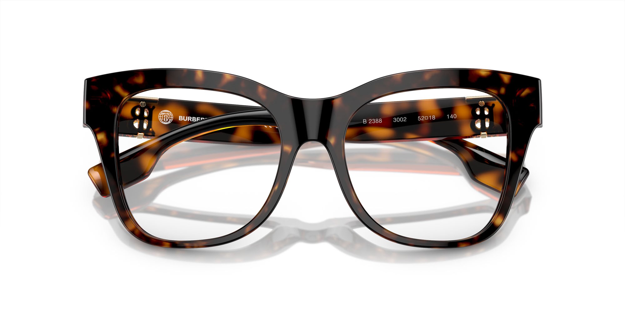 Occhiali da vista Burberry BE 2388 (3002) colore havana scuro forma quadrato lenti lente demo