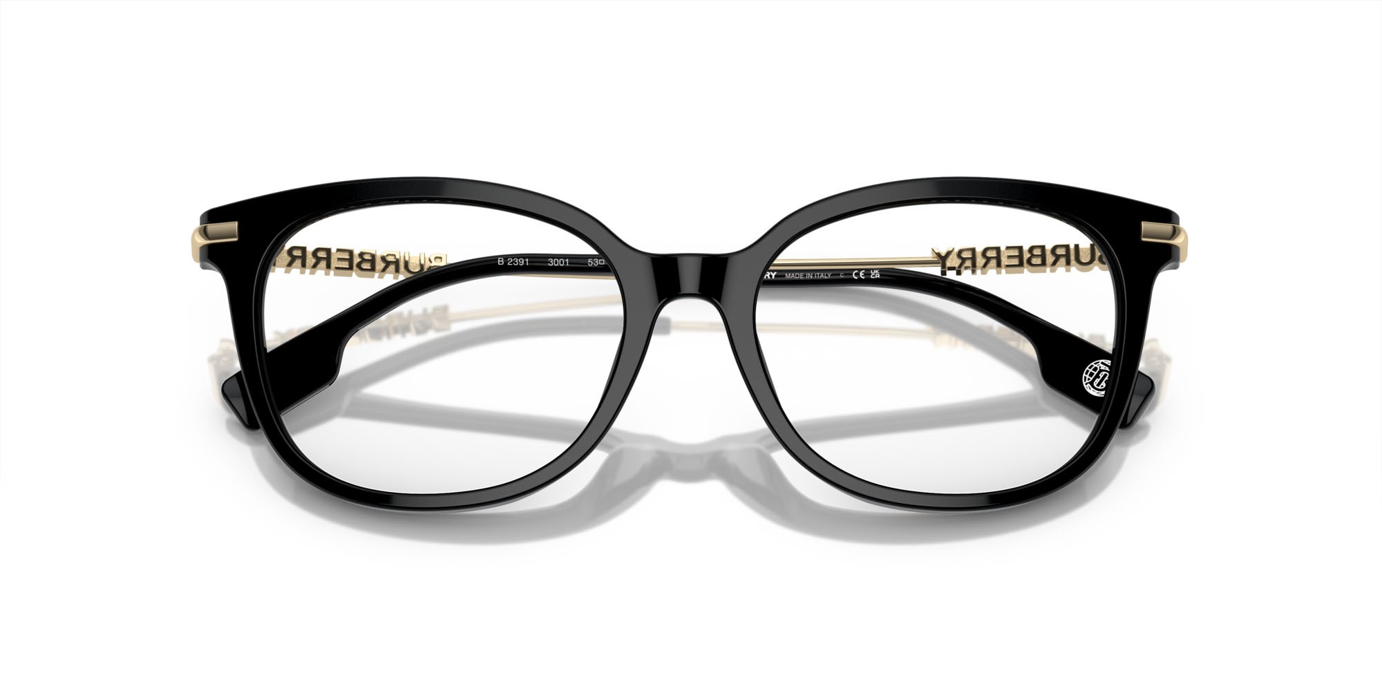 Brillen Burberry BE 2391 (3001) farbe nero form quadratisch gläser lente demo
