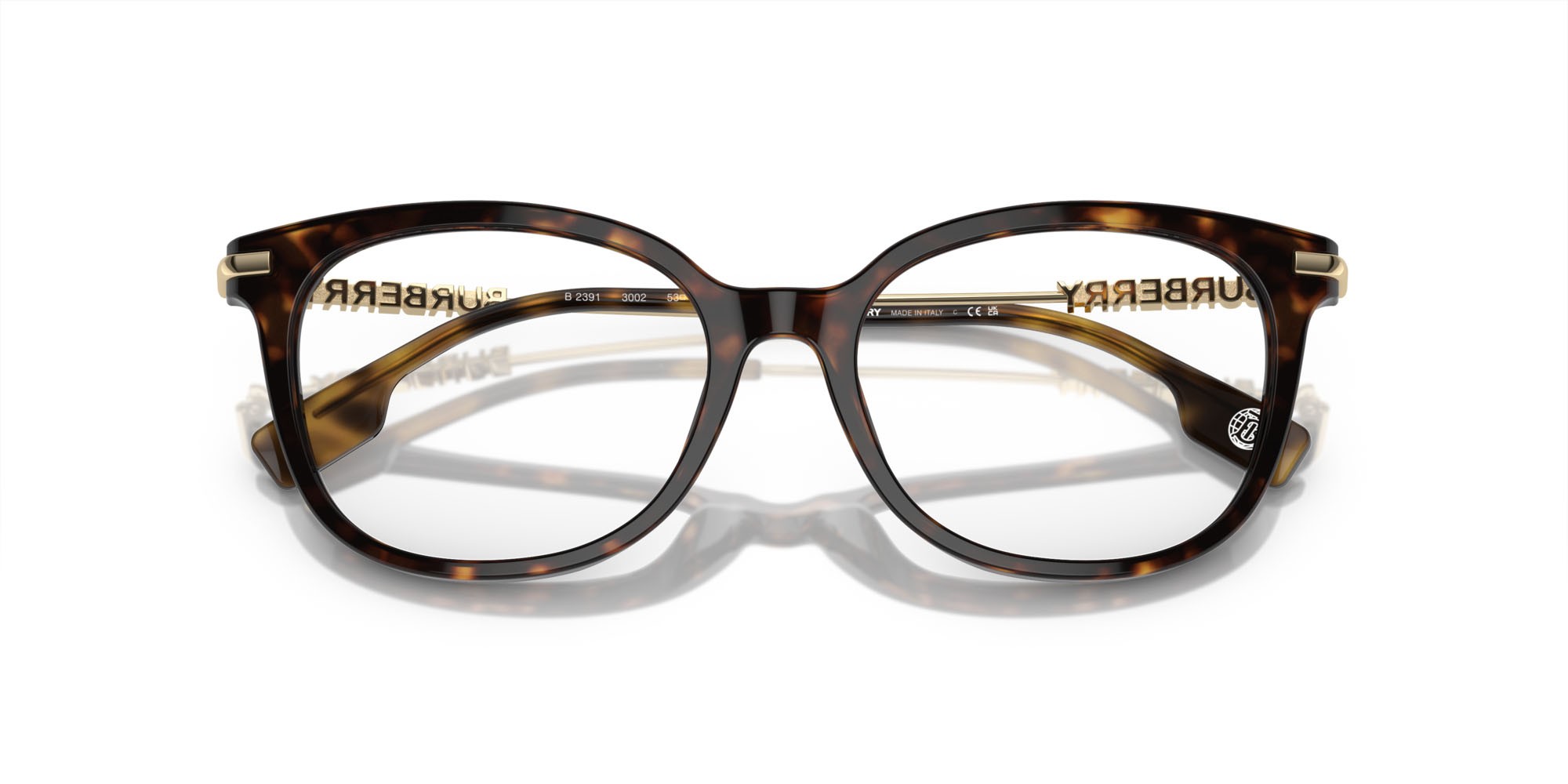 Occhiali da vista Burberry BE 2391 (3002) colore havana scuro forma quadrato lenti lente demo