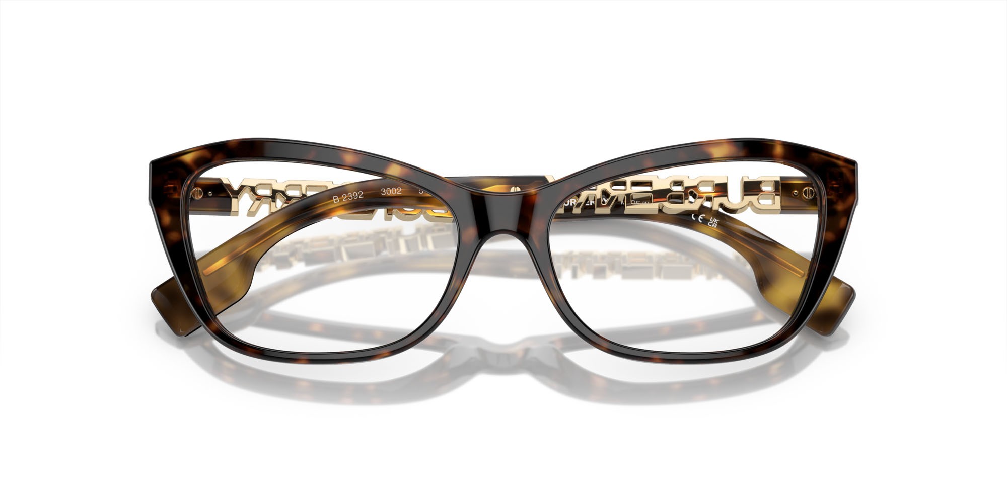 Occhiali da vista Burberry BE 2392 (3002) colore havana scuro forma cat eye lenti lente demo