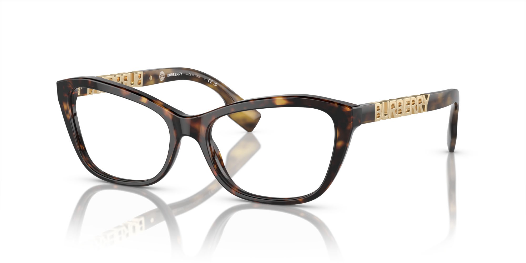 Occhiali da vista Burberry BE 2392 (3002) colore havana scuro forma cat eye lenti lente demo