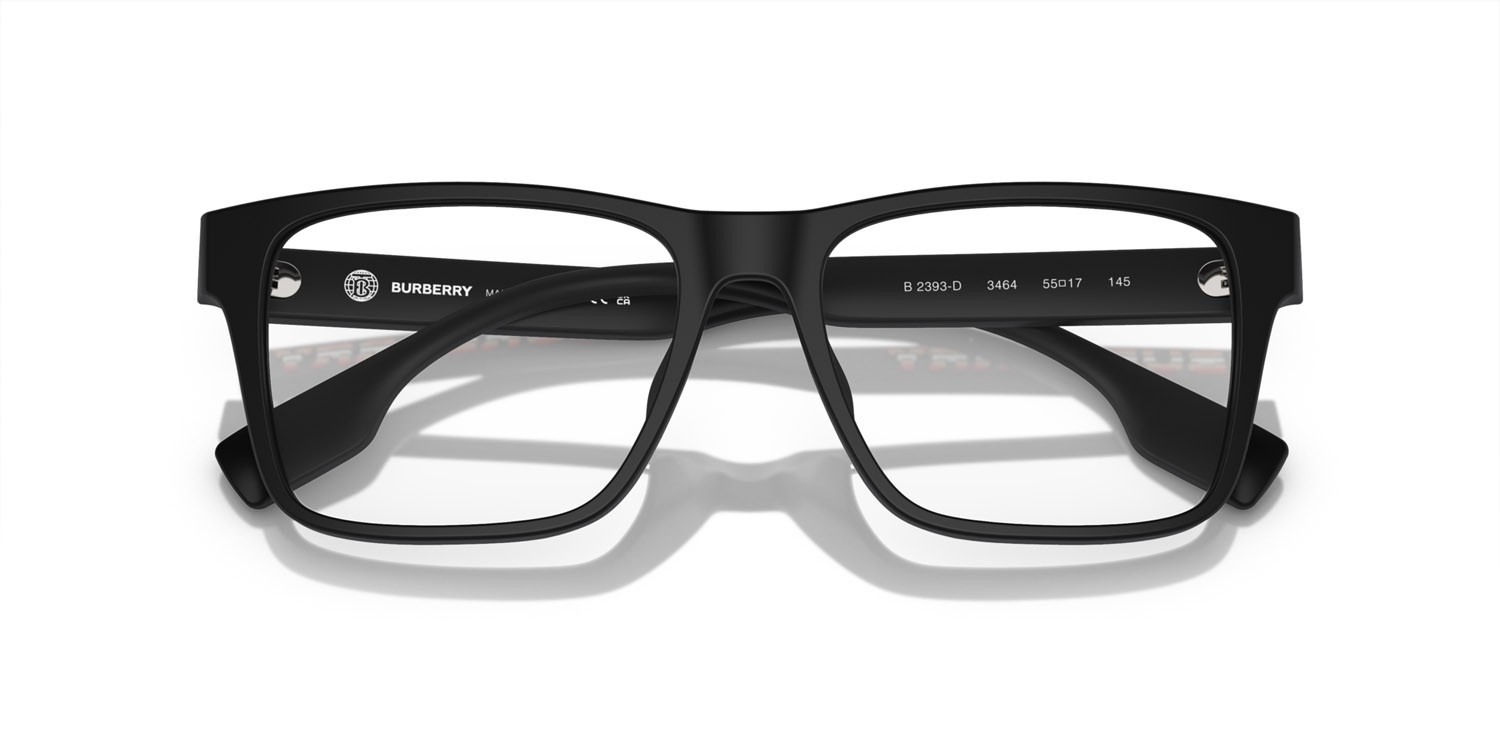 Occhiali da vista Burberry BE 2393D (3464) colore nero opaco forma rettangolare lenti lente demo