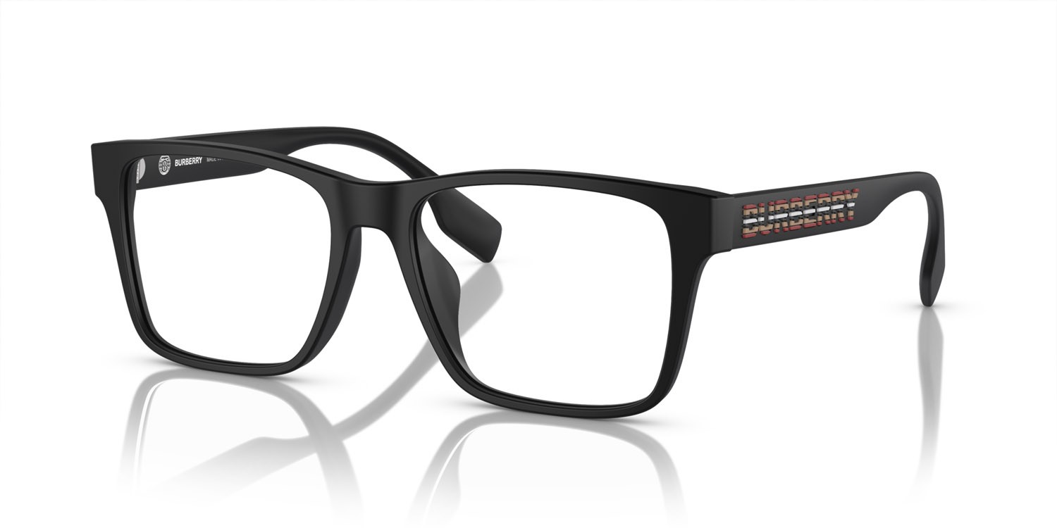 Occhiali da vista Burberry BE 2393D (3464) colore nero opaco forma rettangolare lenti lente demo