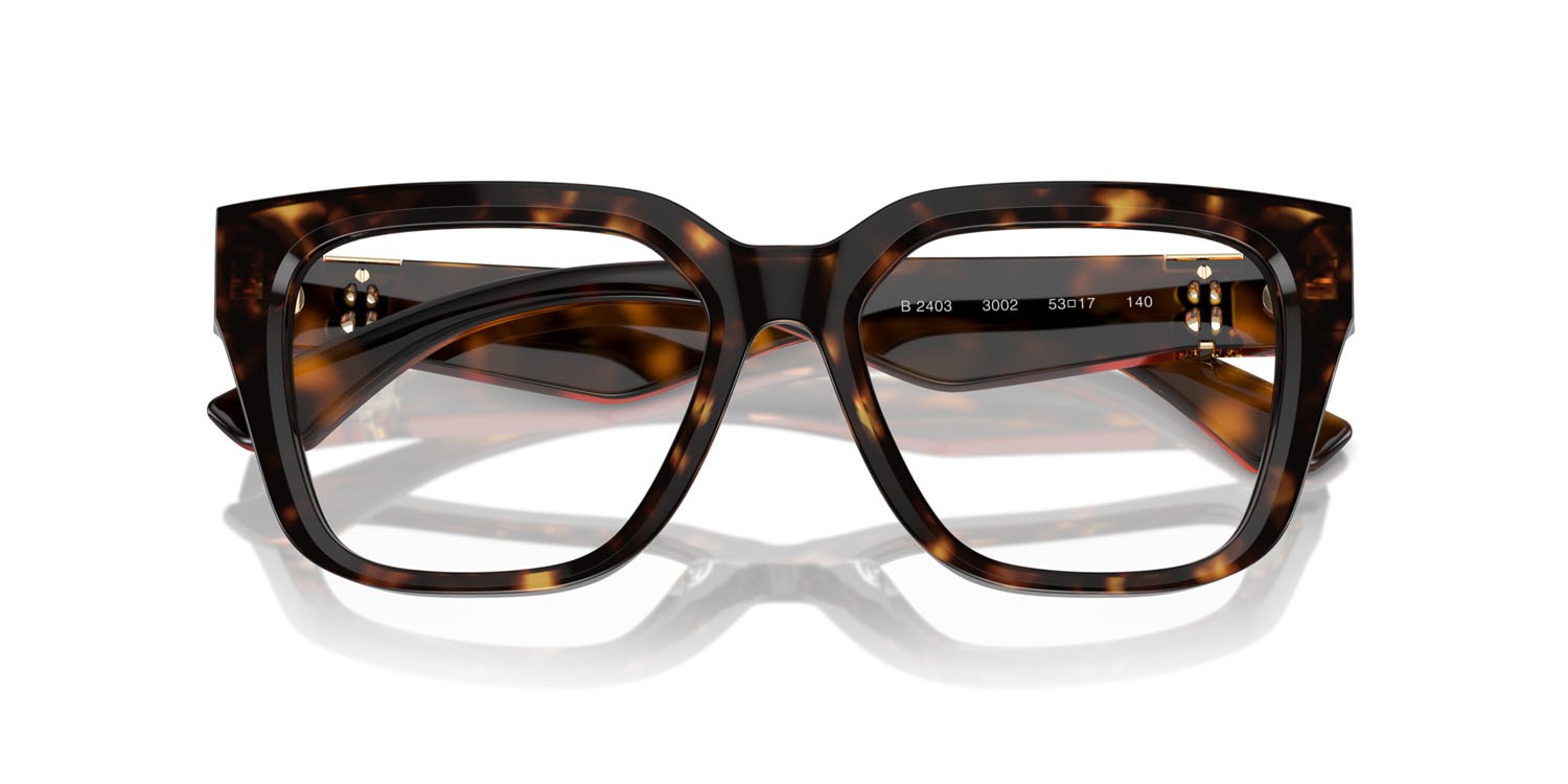 Occhiali da vista Burberry BE 2403 (3002) colore havana scuro forma quadrato lenti lente demo
