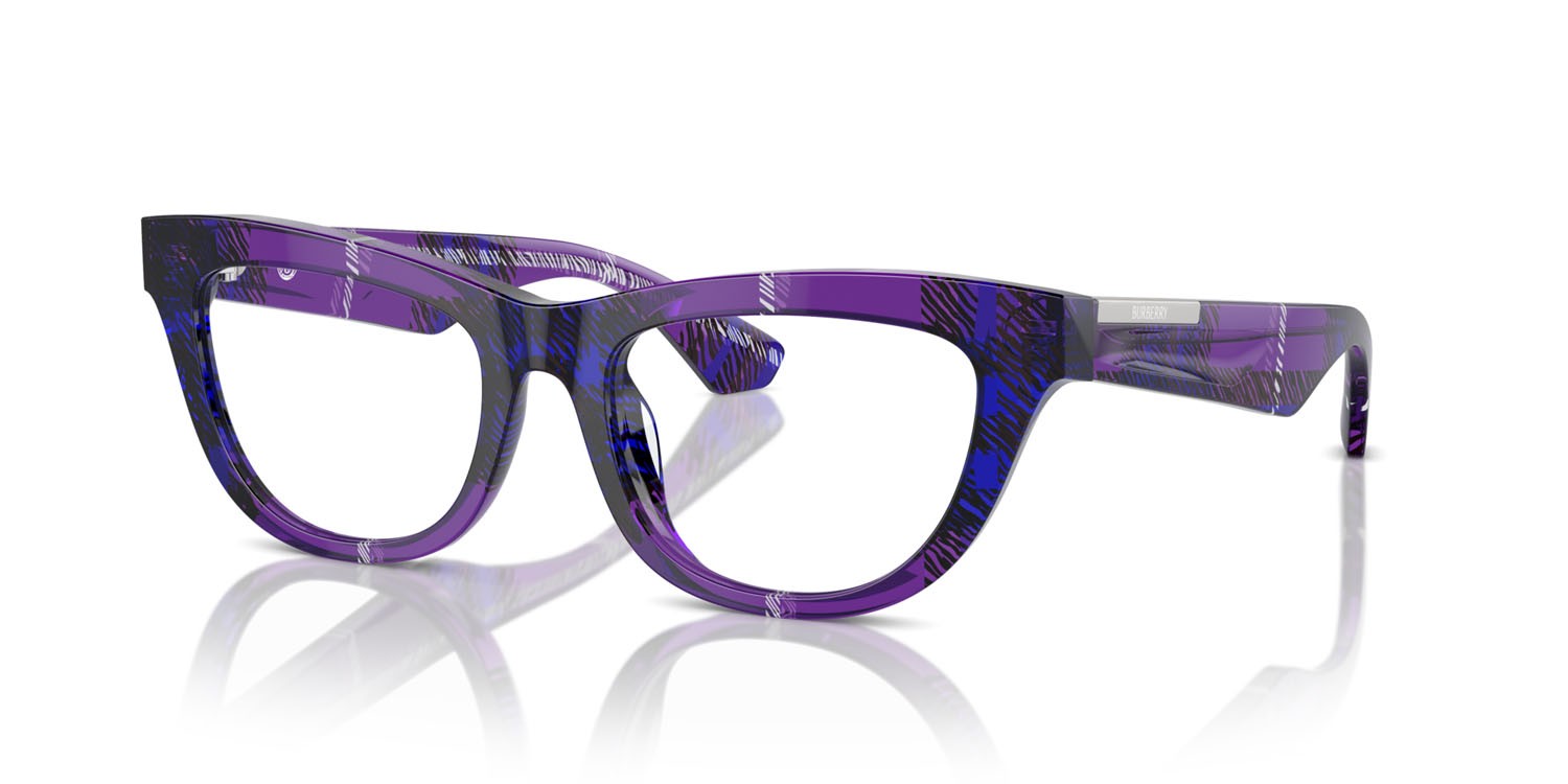Occhiali da vista Burberry BE 2406U (4113) colore check violet forma rettangolare lenti lente demo