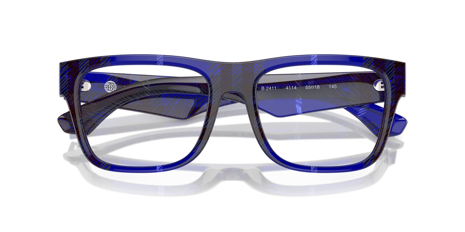 Occhiali da vista Burberry BE 2411 (4114) colore check blue forma quadrato lenti lente demo