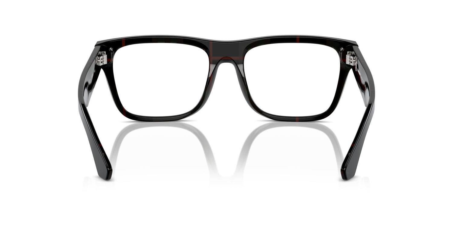 Occhiali da vista Burberry BE 2411 (4121) colore top nero su motivo a quadri vintage forma quadrato lenti lente demo