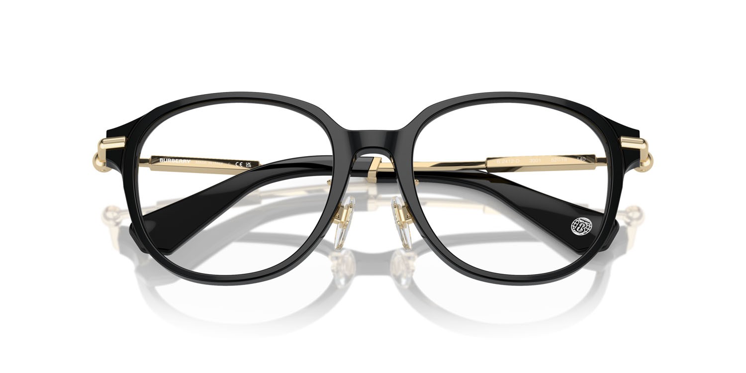 Occhiali da vista Burberry BE 2412D (3001) colore nero forma rotondo lenti lente demo