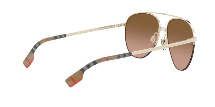 Occhiali da sole Burberry BE 3113 (110913) colore light gold forma aviator lenti brown gradient