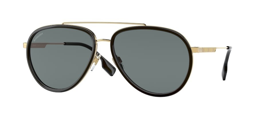 Occhiali da sole Burberry Oliver BE 3125 (101781) colore gold forma aviator lenti polar dark grey