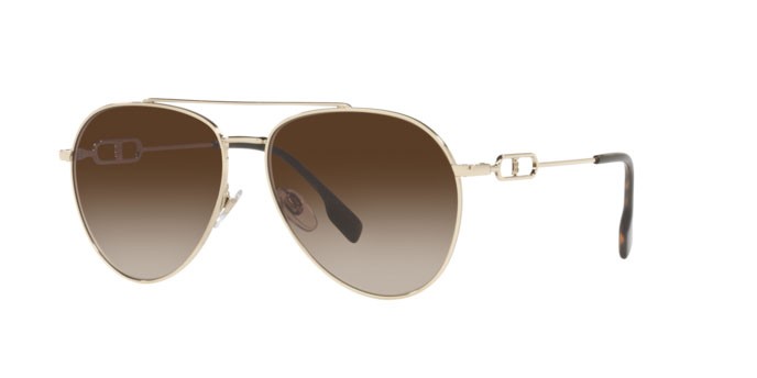 Occhiali da sole Burberry Carmen BE 3128 (110913) colore light gold forma aviator lenti brown gradient