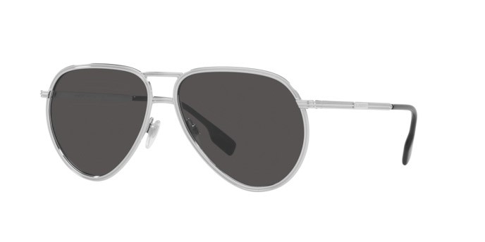 Occhiali da sole Burberry Scott BE 3135 (100587) colore silver forma aviator lenti dark grey