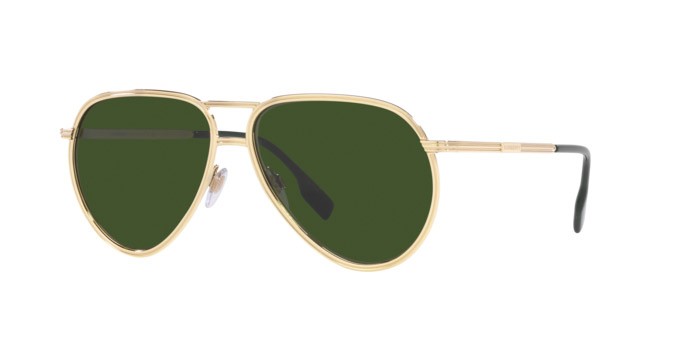 Sonnenbrillen Burberry Scott BE 3135 (110971) farbe light gold form aviator gläser green
