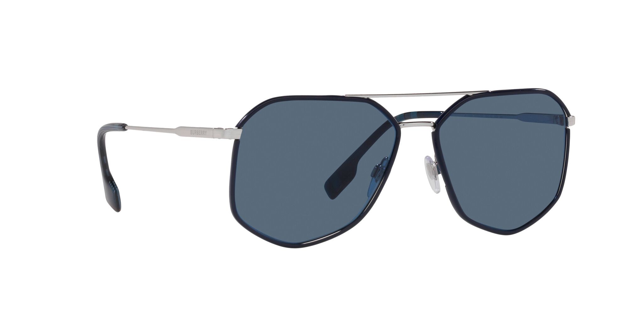Sonnenbrillen Burberry Ozwald BE 3139 (100580) farbe argento/blu form unregelmäßig gläser blu