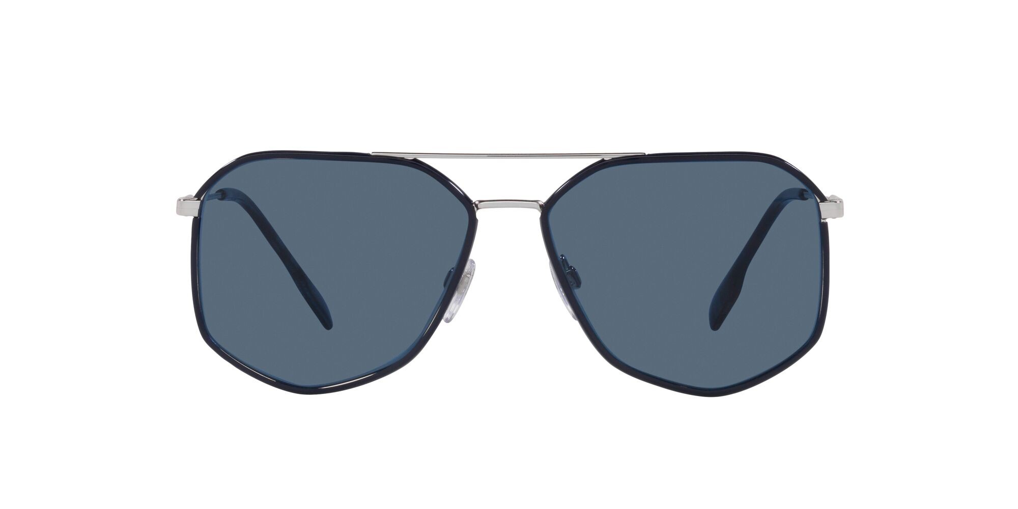 Sonnenbrillen Burberry Ozwald BE 3139 (100580) farbe argento/blu form unregelmäßig gläser blu