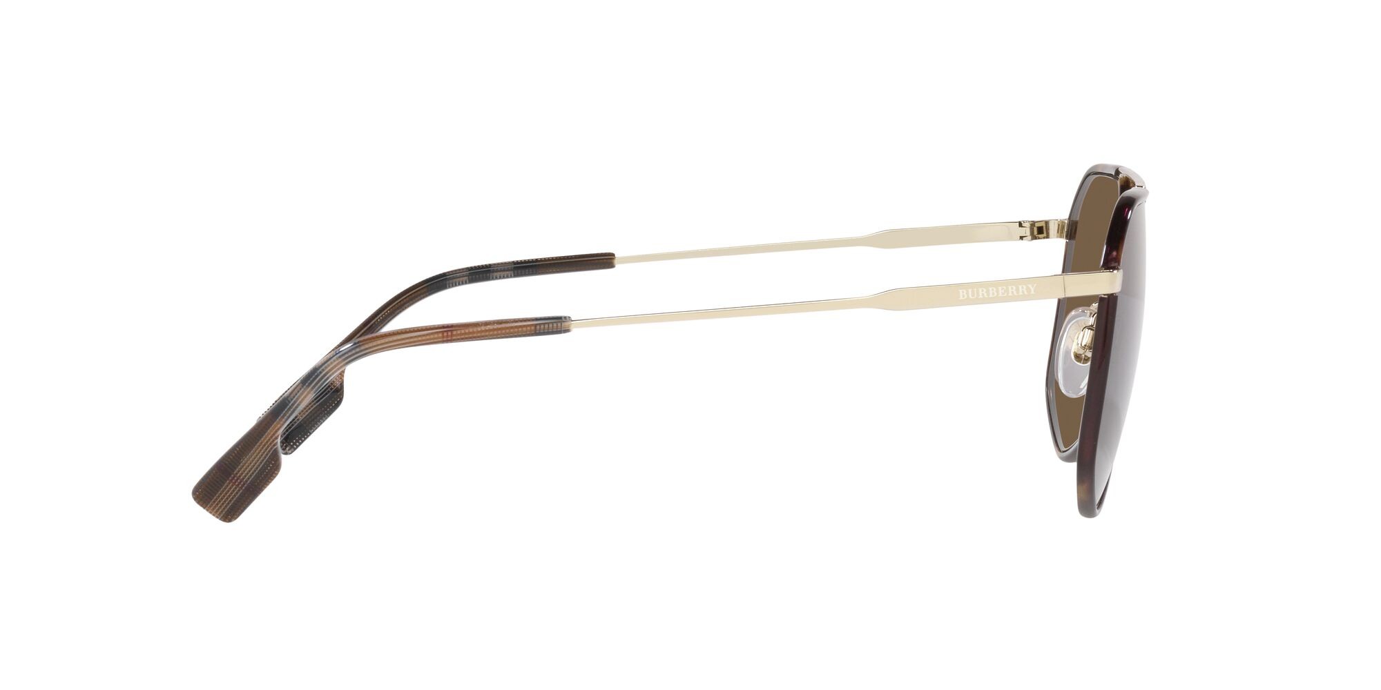 Sonnenbrillen Burberry Ozwald BE 3139 (110973) farbe oro chiaro/havana scuro form unregelmäßig gläser marrone