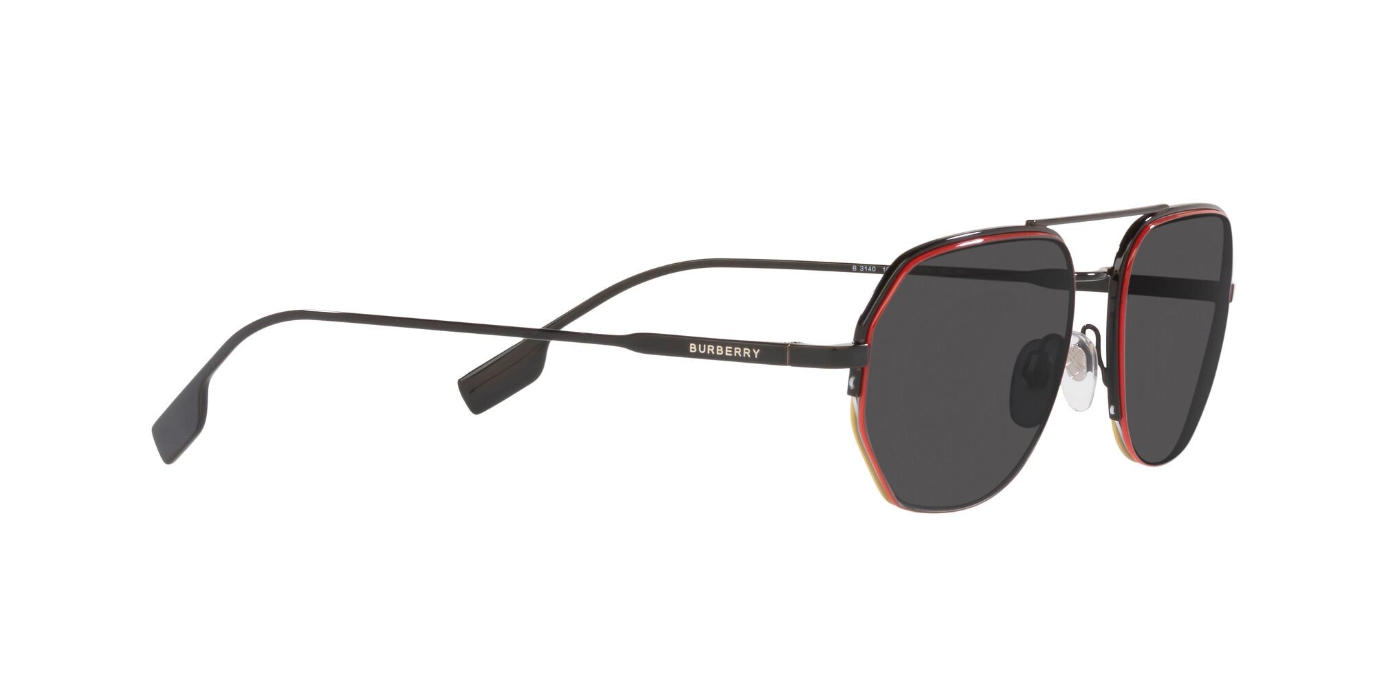 Occhiali da sole Burberry Henry BE 3140 (100187) colore nero forma irregolare lenti grey border red/beige