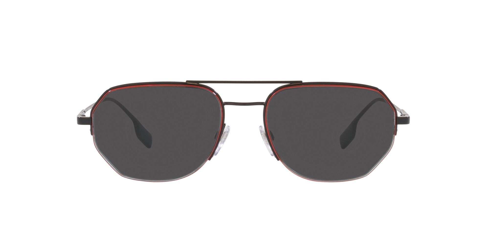 Occhiali da sole Burberry Henry BE 3140 (100187) colore nero forma irregolare lenti grey border red/beige