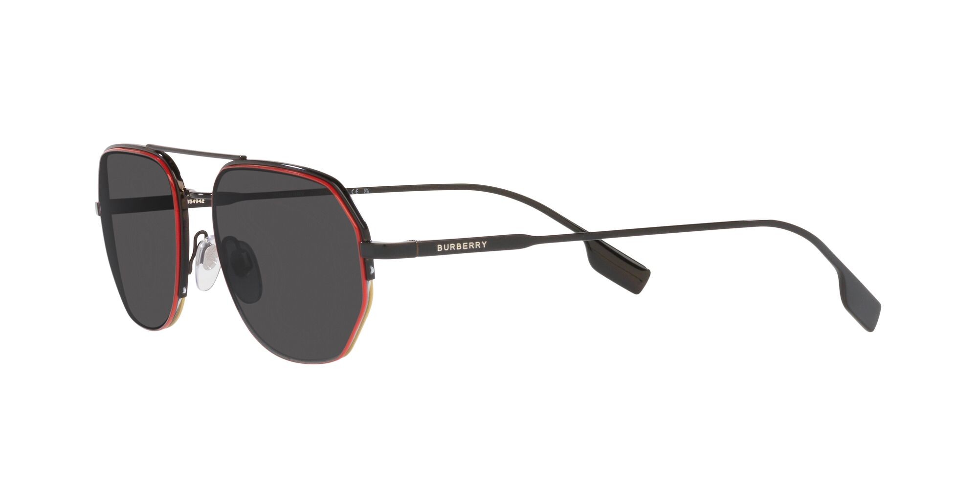 Occhiali da sole Burberry Henry BE 3140 (100187) colore nero forma irregolare lenti grey border red/beige