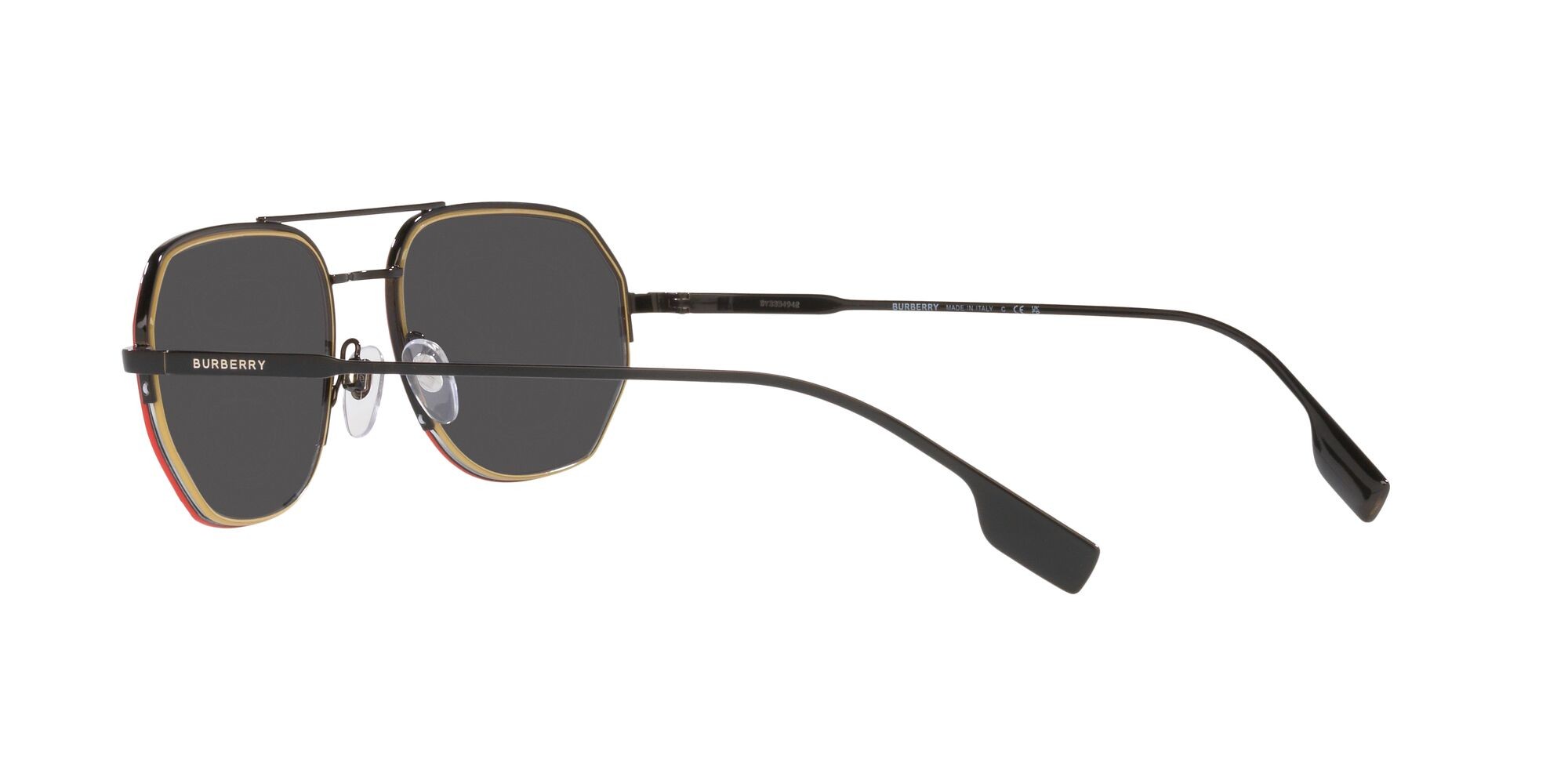 Occhiali da sole Burberry Henry BE 3140 (100187) colore nero forma irregolare lenti grey border red/beige
