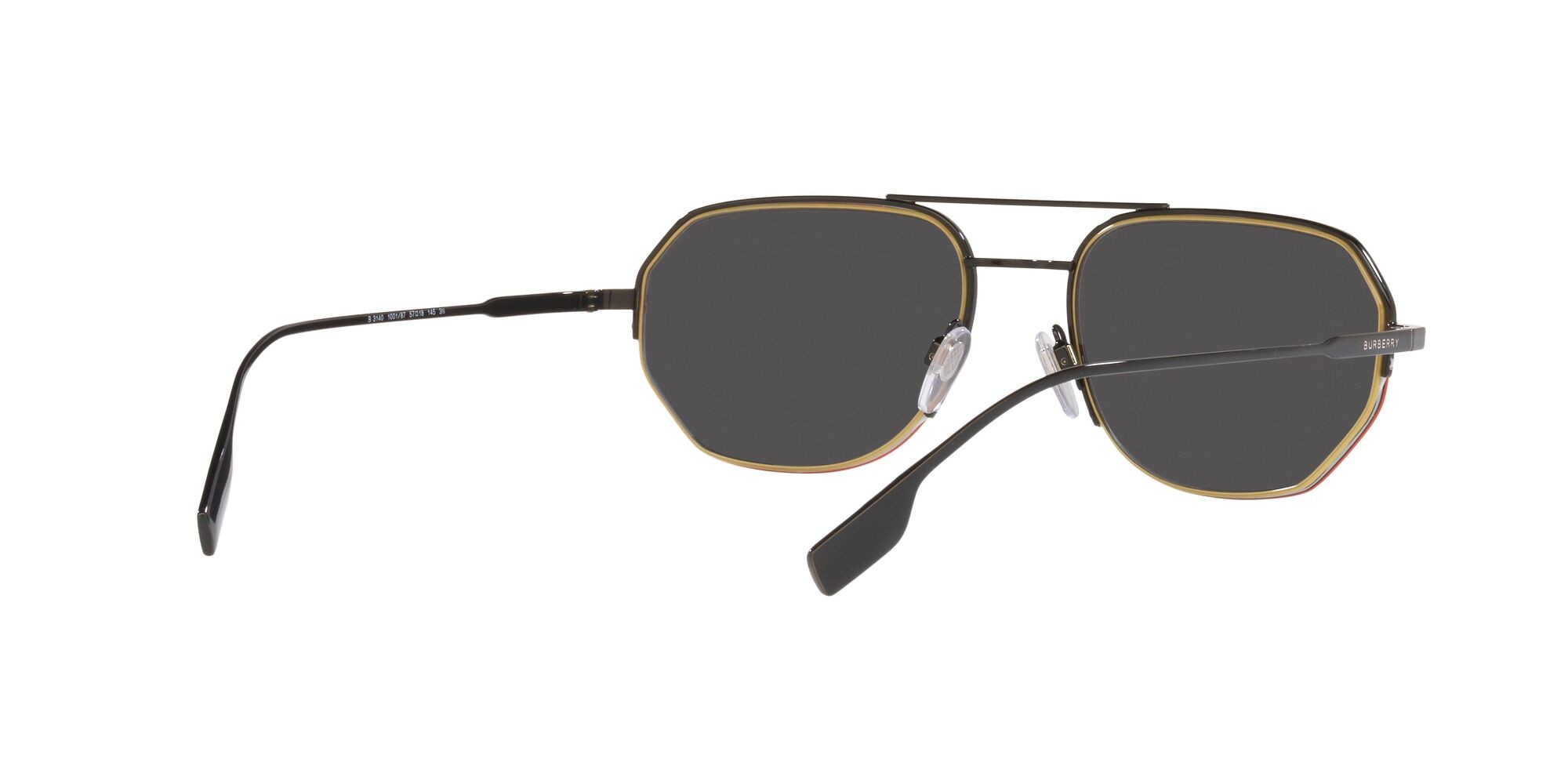Occhiali da sole Burberry Henry BE 3140 (100187) colore nero forma irregolare lenti grey border red/beige