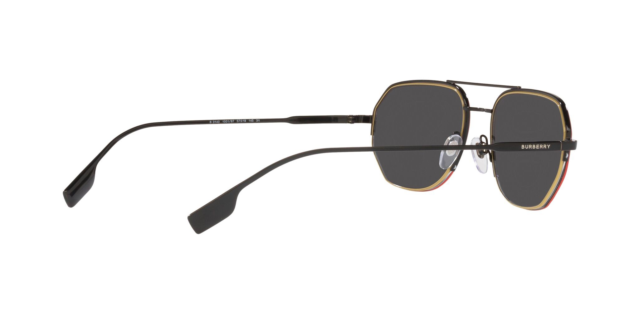 Occhiali da sole Burberry Henry BE 3140 (100187) colore nero forma irregolare lenti grey border red/beige