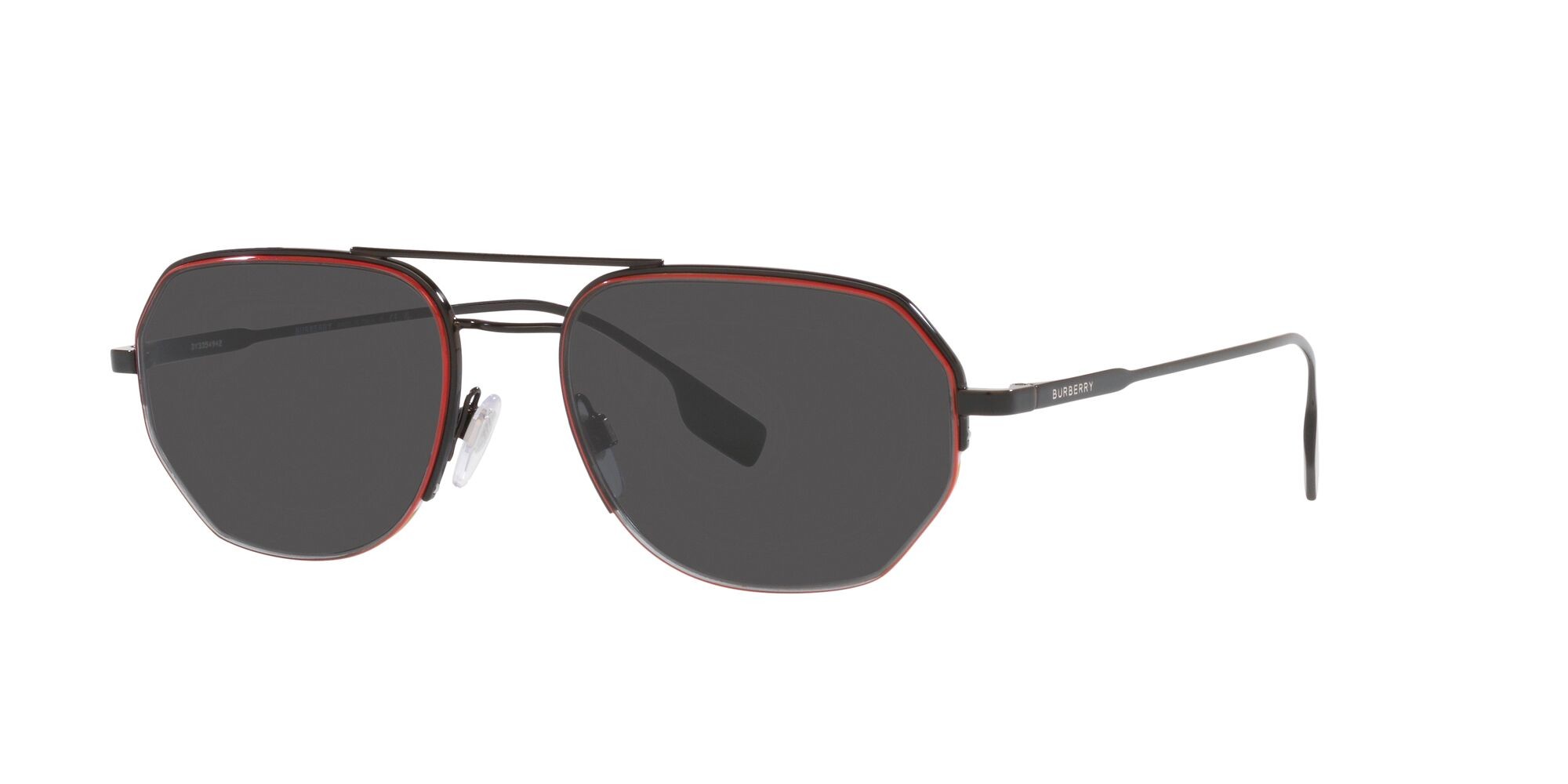 Occhiali da sole Burberry Henry BE 3140 (100187) colore nero forma irregolare lenti grey border red/beige