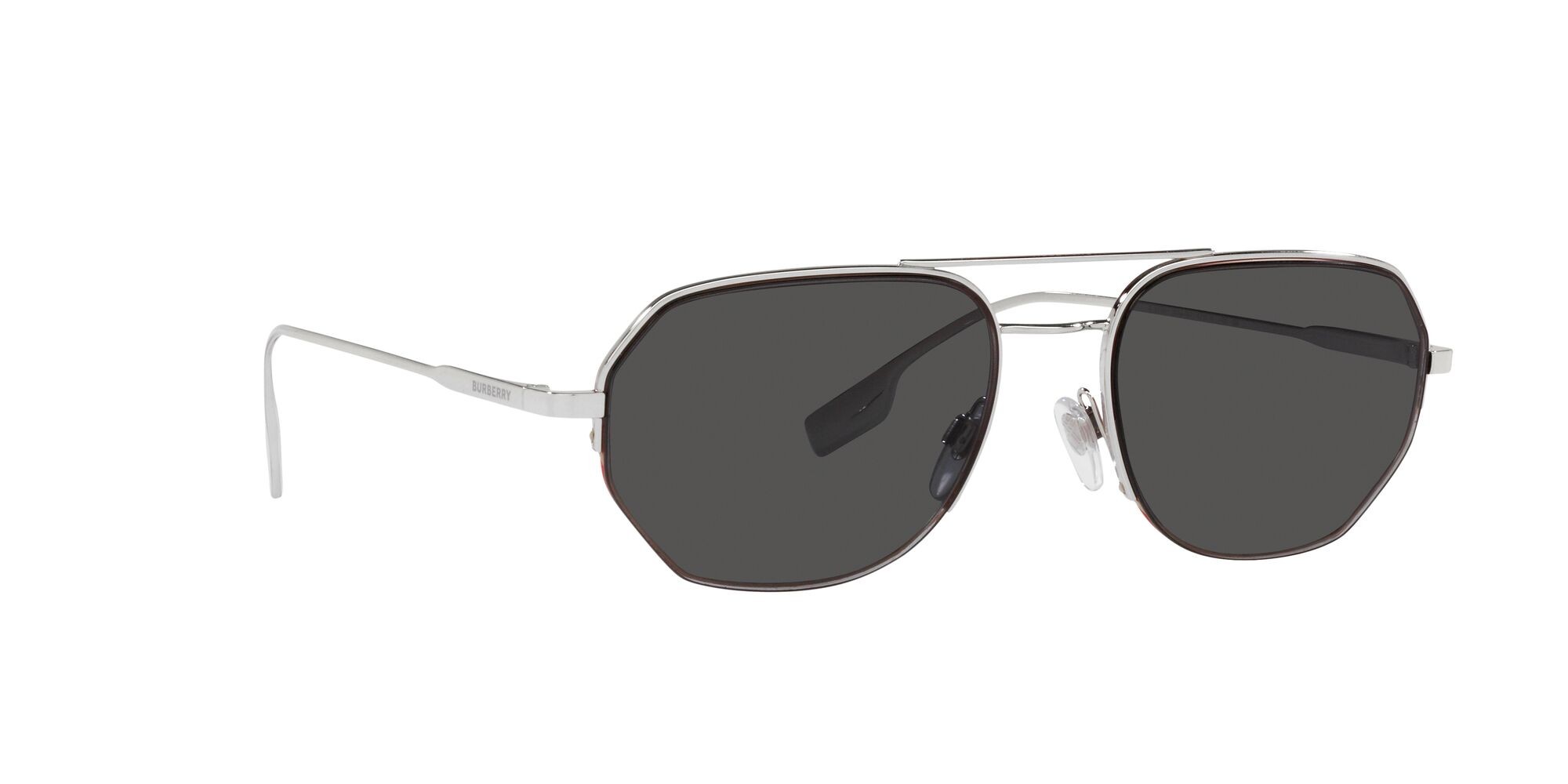 Sonnenbrillen Burberry Henry BE 3140 (100587) farbe argento form unregelmäßig gläser grey border black/red