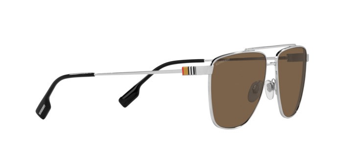 Sonnenbrillen Burberry Blaine BE 3141 (100573) farbe argento form aviator gläser marrone scuro