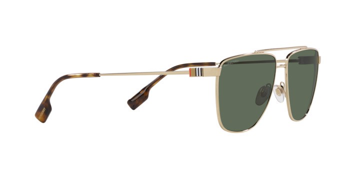 Occhiali da sole Burberry Blaine BE 3141 (110971) colore oro chiaro forma aviator lenti verde scuro