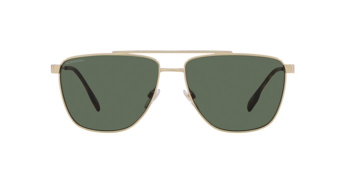 Occhiali da sole Burberry Blaine BE 3141 (110971) colore oro chiaro forma aviator lenti verde scuro