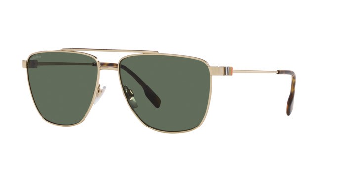 Occhiali da sole Burberry Blaine BE 3141 (110971) colore oro chiaro forma aviator lenti verde scuro