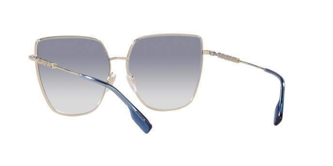 Occhiali da sole Burberry Alexis BE 3143 (110979) colore oro chiaro forma irregolare lenti trasparente sfumato blu