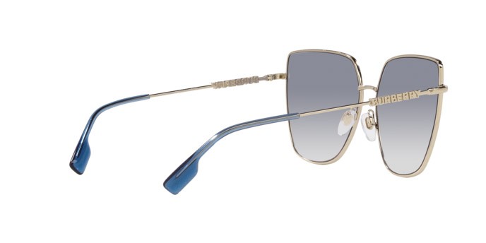 Occhiali da sole Burberry Alexis BE 3143 (110979) colore oro chiaro forma irregolare lenti trasparente sfumato blu