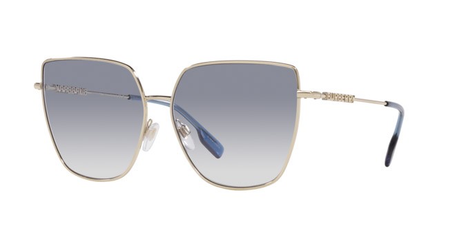 Occhiali da sole Burberry Alexis BE 3143 (110979) colore oro chiaro forma irregolare lenti trasparente sfumato blu