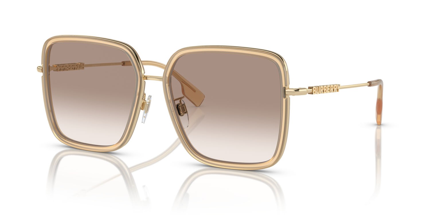 Occhiali da sole Burberry Dionne BE 3145D (134913) colore beige opalino forma quadrato lenti marrone sfumato