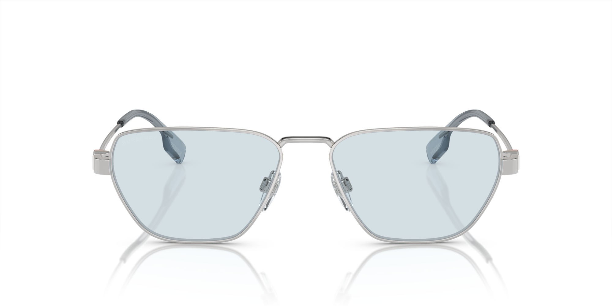 Occhiali da sole Burberry BE 3146 (100572) colore argento forma irregolare lenti azzurro