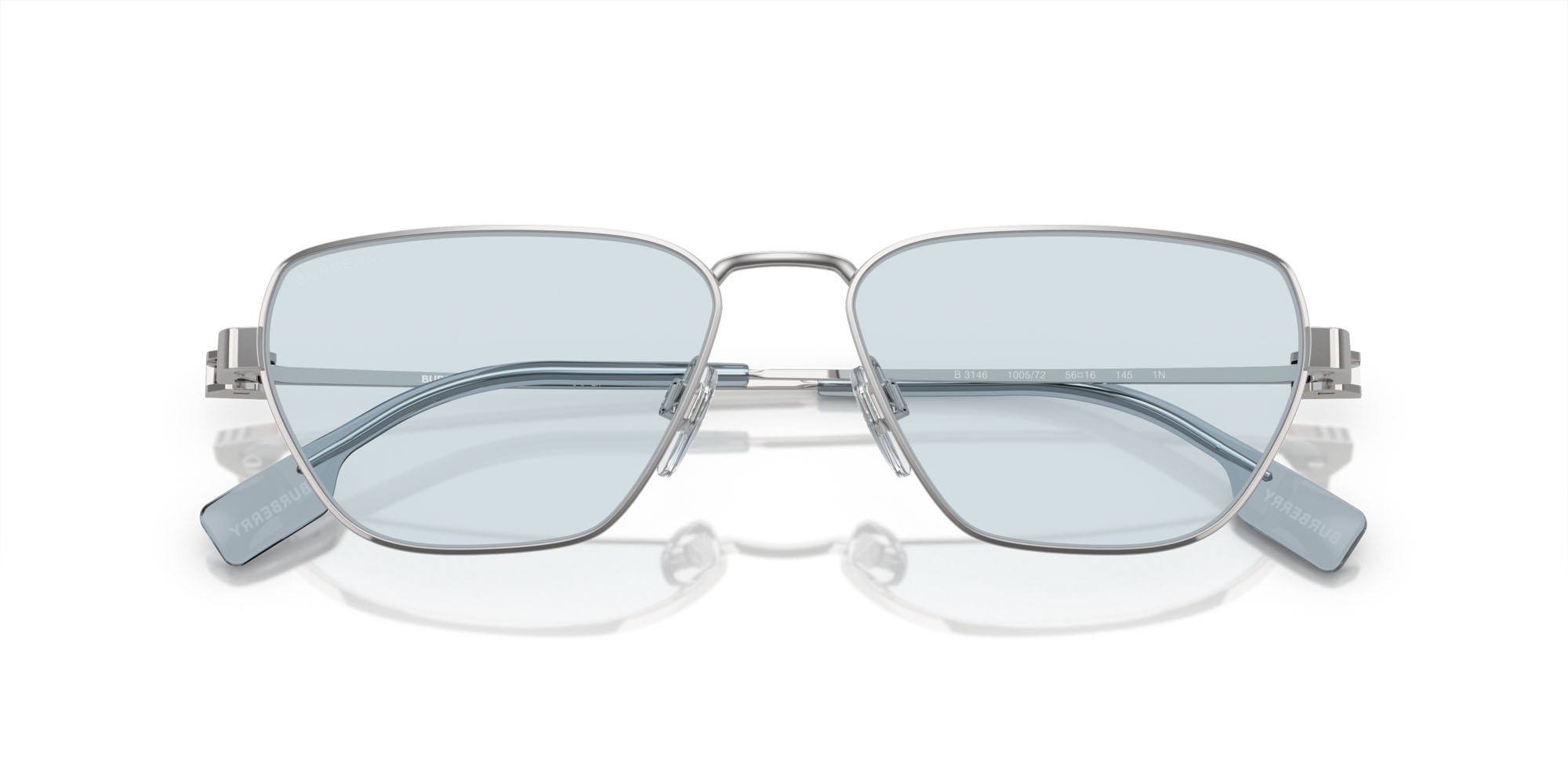 Occhiali da sole Burberry BE 3146 (100572) colore argento forma irregolare lenti azzurro
