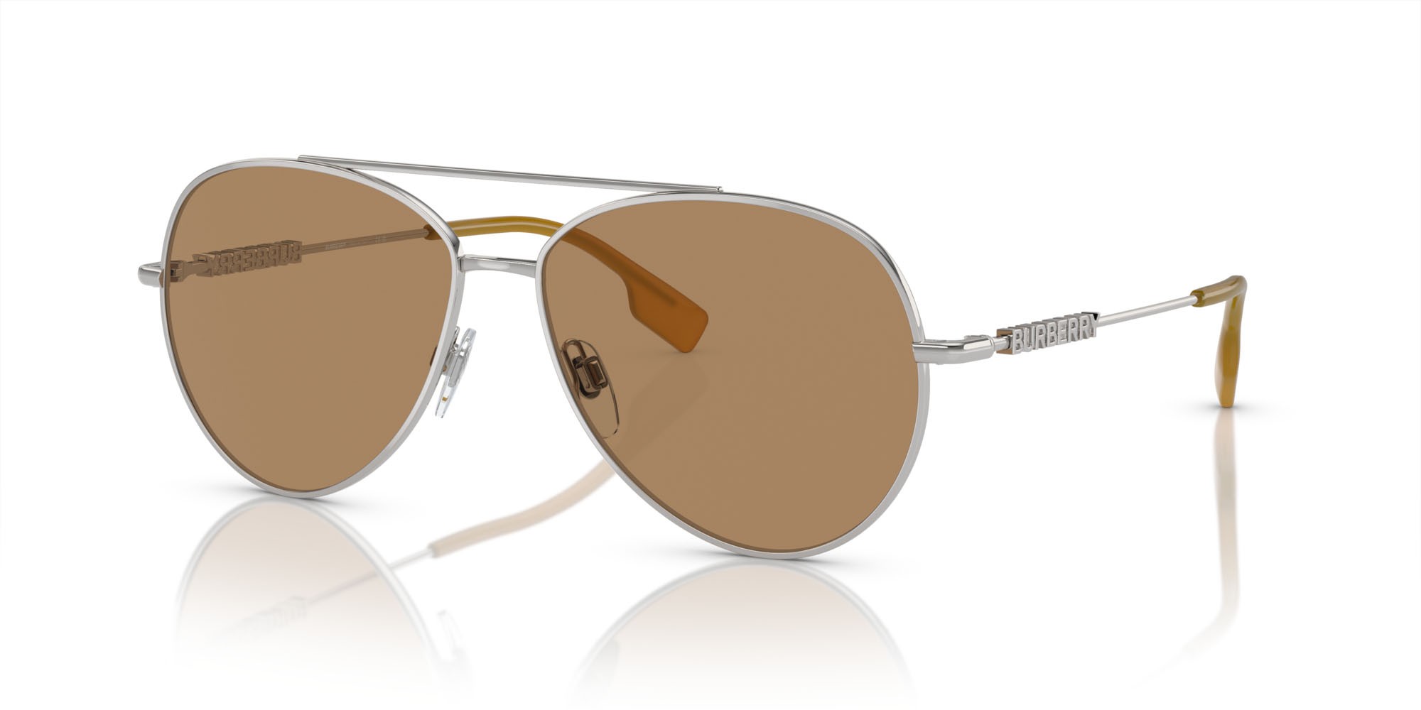 Sonnenbrillen Burberry BE 3147 (1344M4) farbe argento form aviator gläser fotocromatica marrone