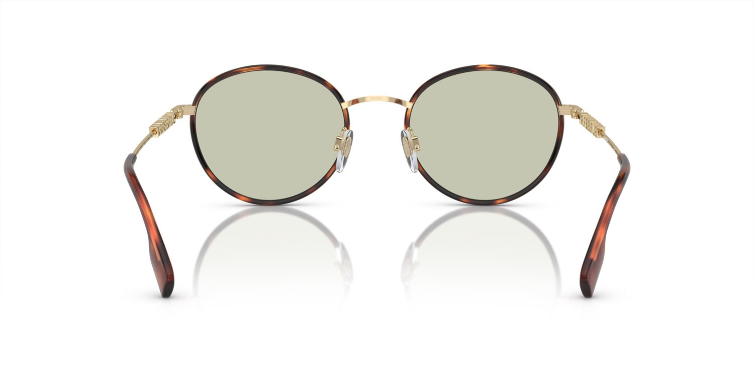 Occhiali da sole Burberry BE 3148D (1109/2) colore havana chiaro forma rotondo lenti verde chiaro