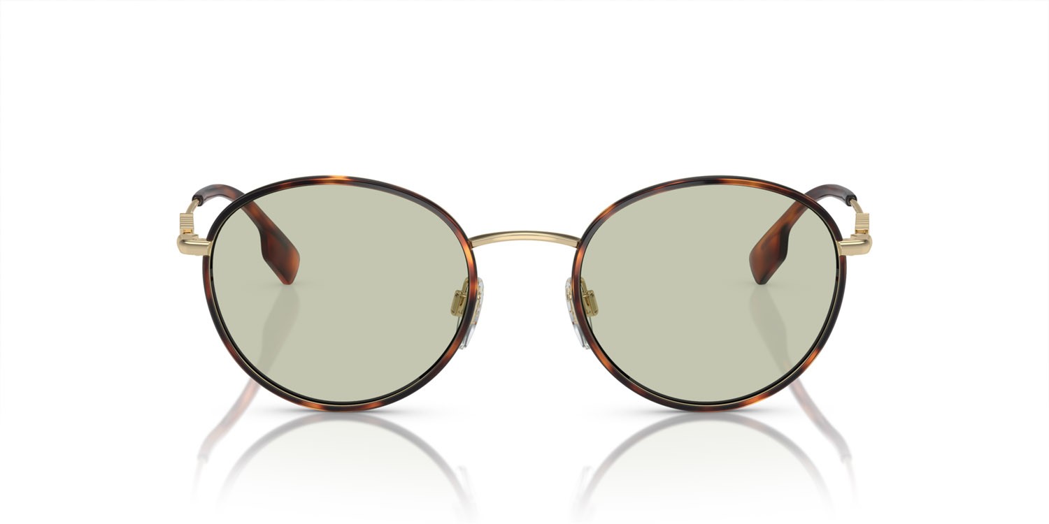 Occhiali da sole Burberry BE 3148D (1109/2) colore havana chiaro forma rotondo lenti verde chiaro