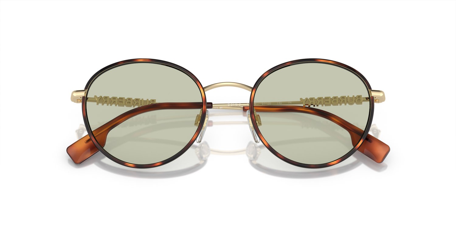 Occhiali da sole Burberry BE 3148D (1109/2) colore havana chiaro forma rotondo lenti verde chiaro