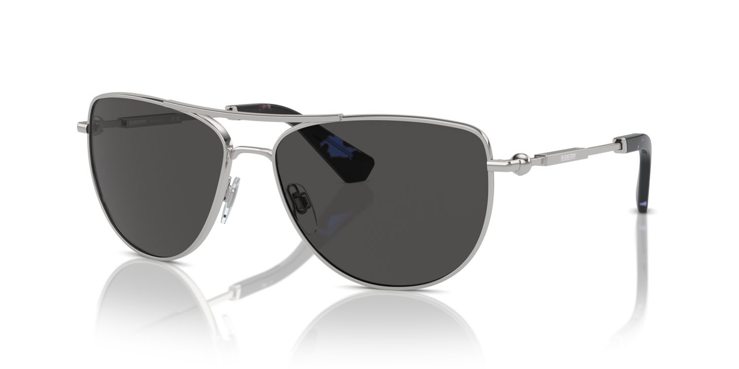 Occhiali da sole Burberry BE 3149 (100587) colore argento forma aviator lenti grigio scuro