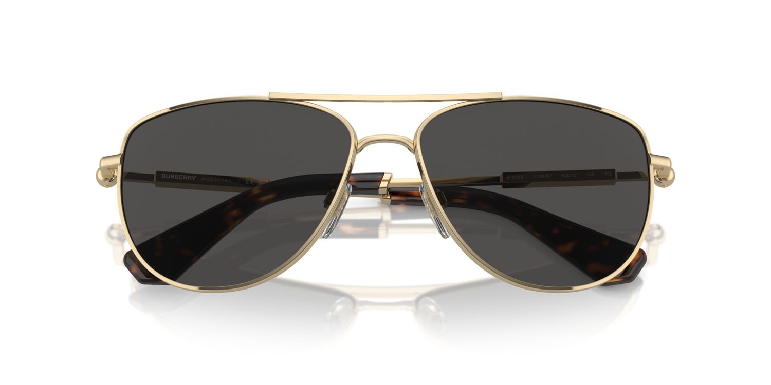 Sunglasses Burberry BE 3149 (110987) color oro chiaro shape aviator lenses grigio scuro
