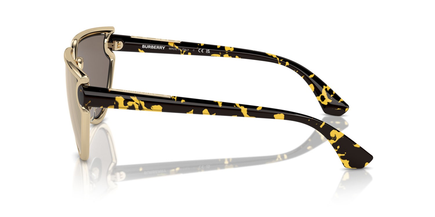 Sunglasses Burberry BE 3152 (11095A) color oro chiaro shape irregular lenses marrone chiaro specchiato oro